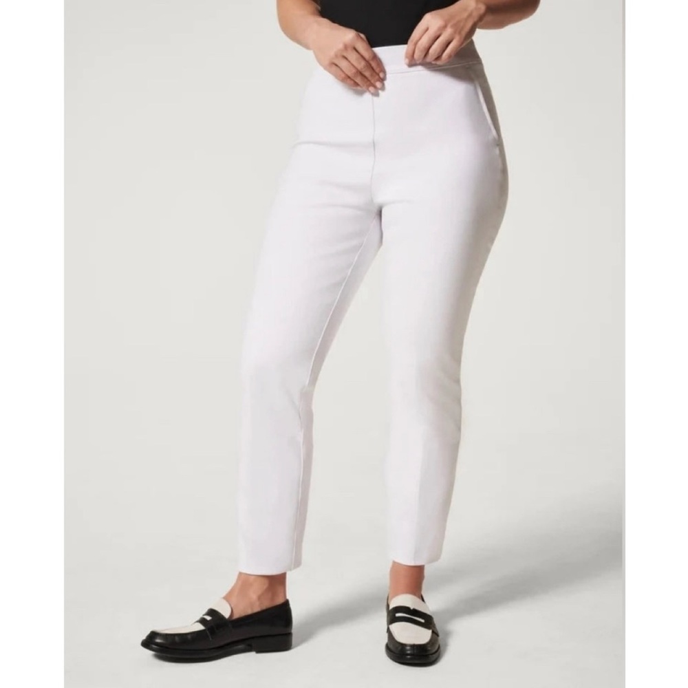 Spanx On-the-Go Ankle Slim Straight Pant Casual Woman’s Pants White L, 3X New
